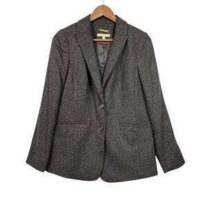 Talbots Wool Blend Blazer Jacket Women's Sz 6 Gray Speckled Italy Woven Career